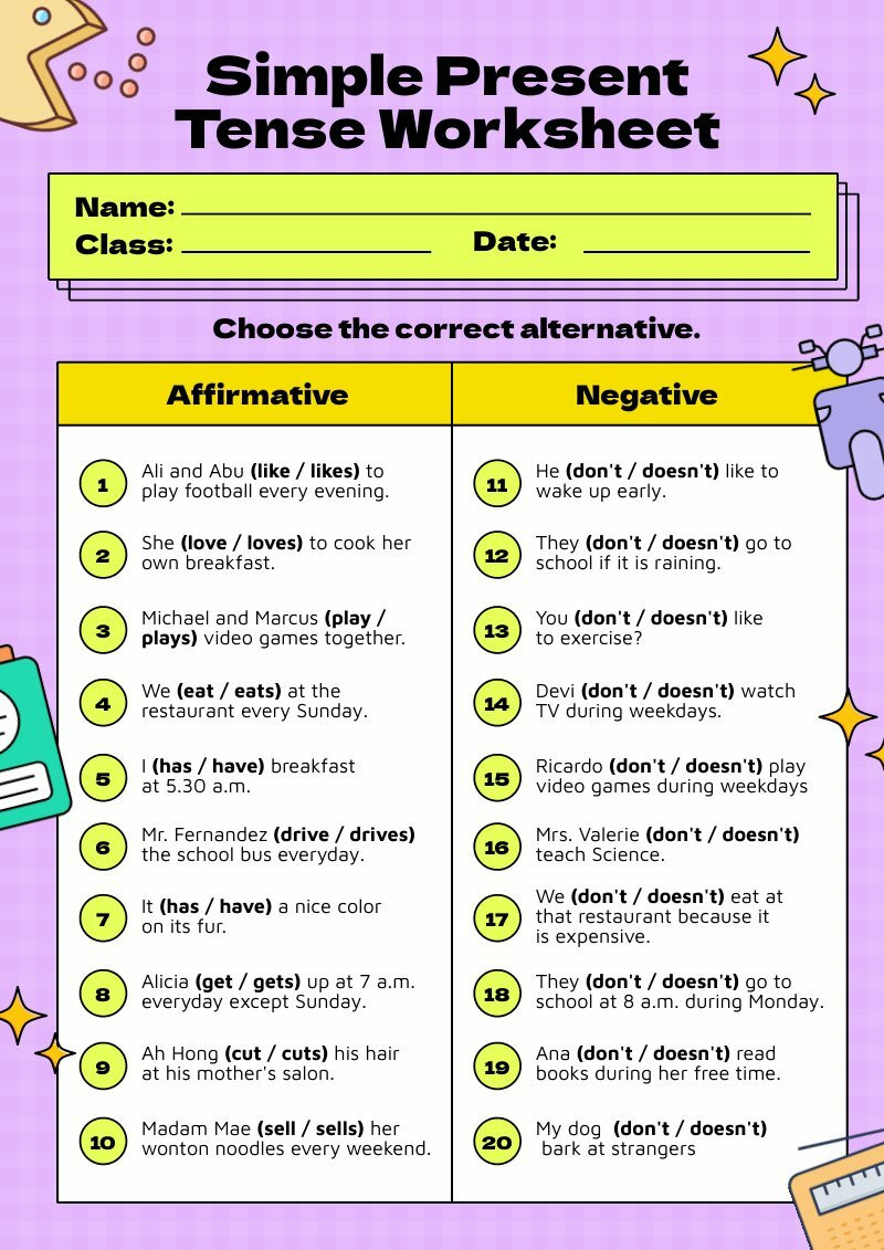 Present Tense Esl Worksheet By Maus