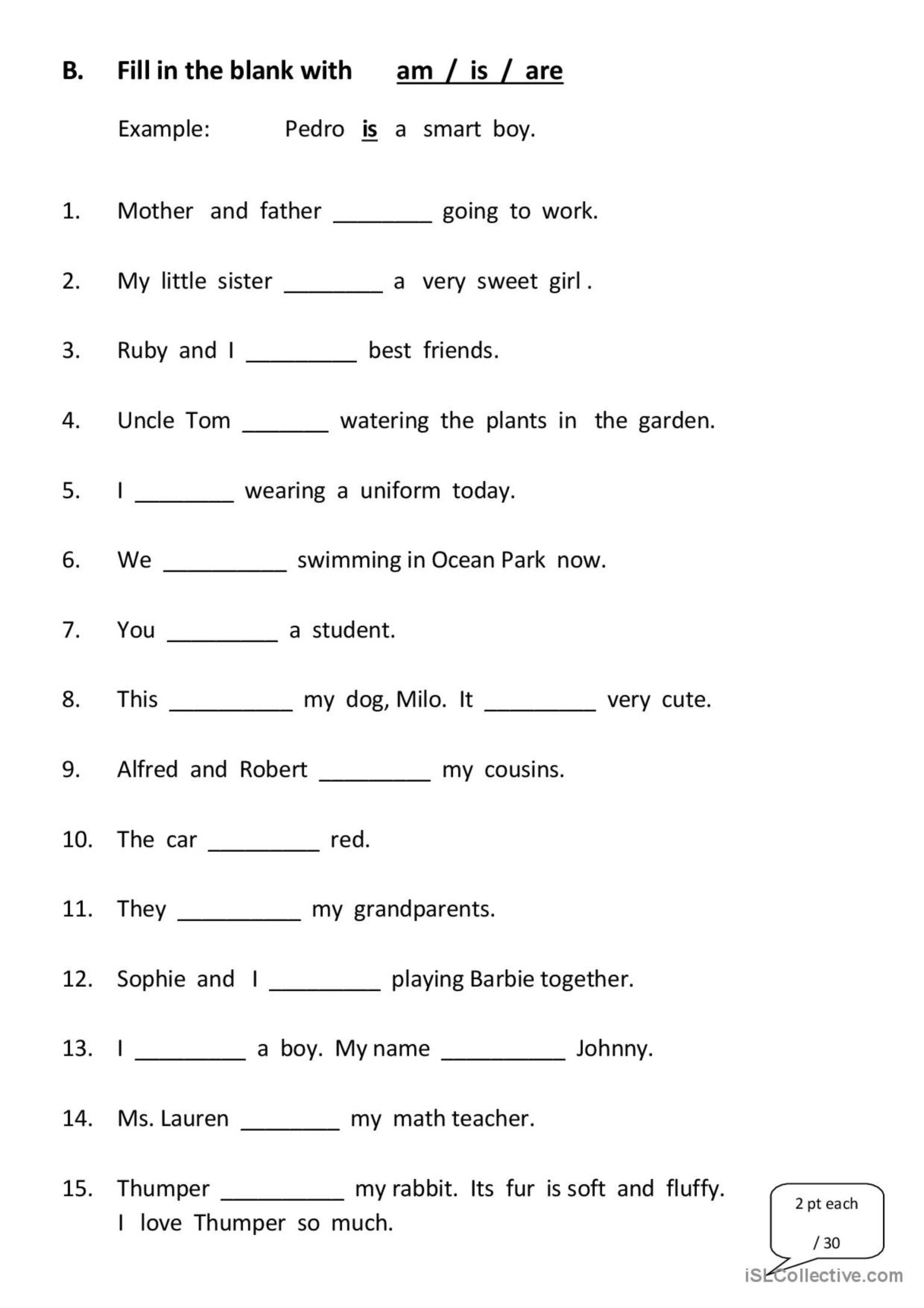 Primary 1 English Worksheets