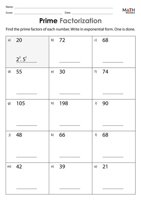 Prime Factorization 6Th Grade Worksheets