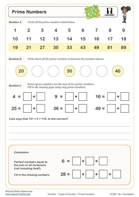 Prime Numbers Worksheet 6Th Grade