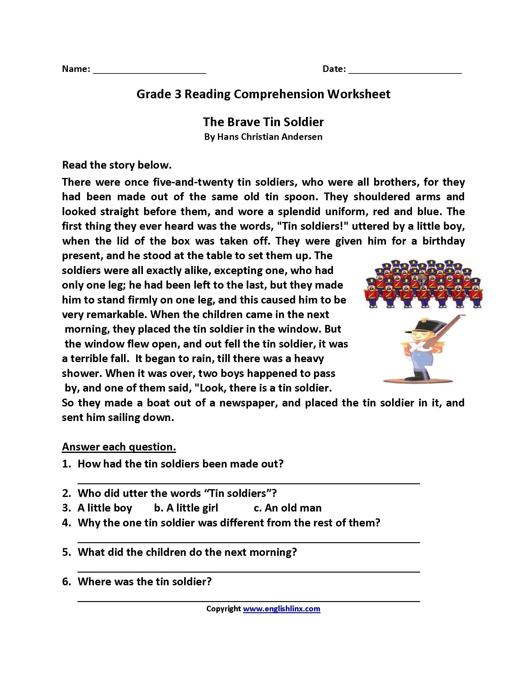 Printable 3Rd Grade Reading Worksheet