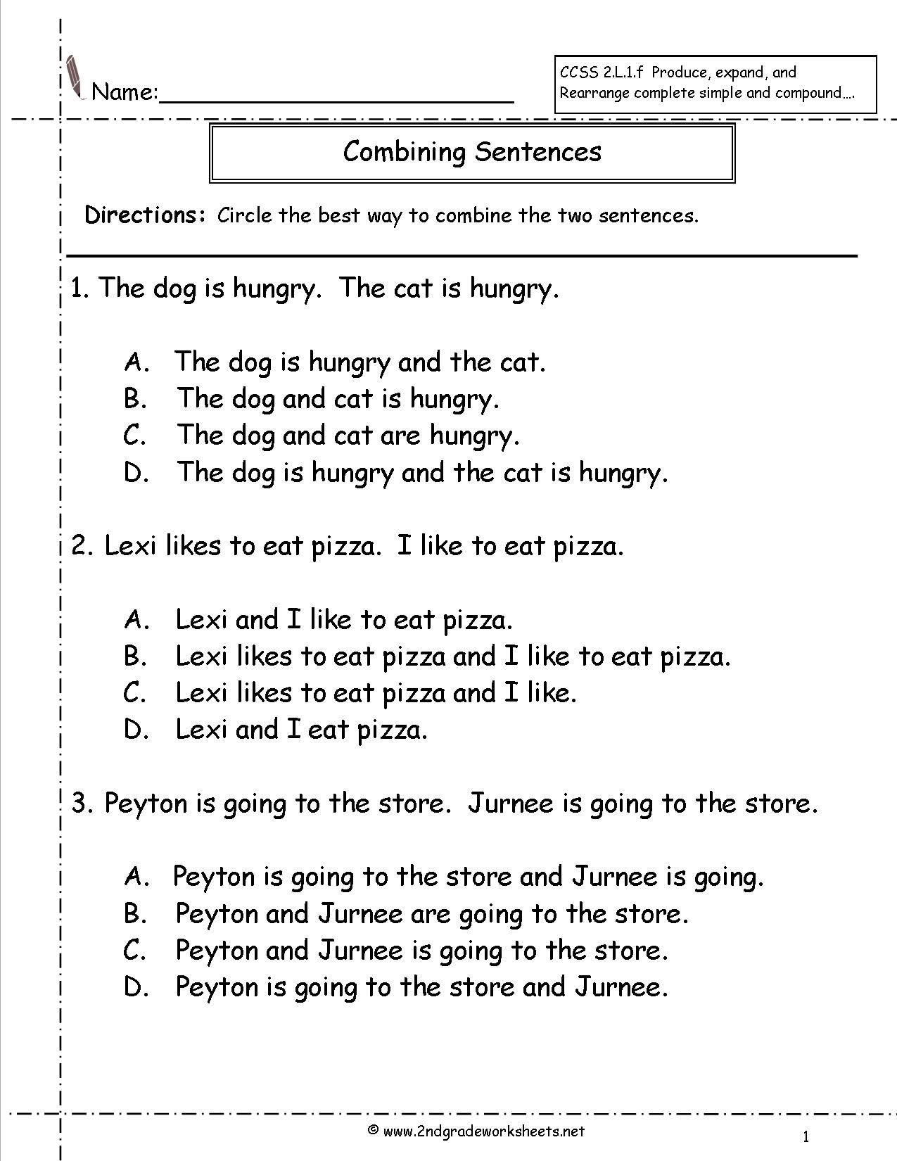 Printable 5Th Grade Sentences Worksheets Splashlearn