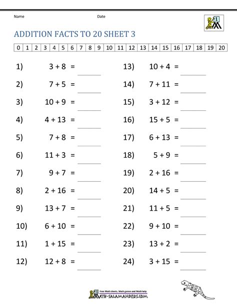 Printable Addition To 20 Worksheets