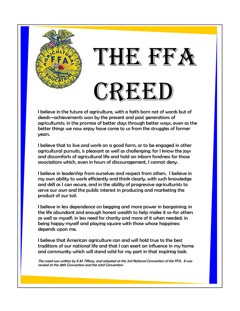 Printable Ffa Creed