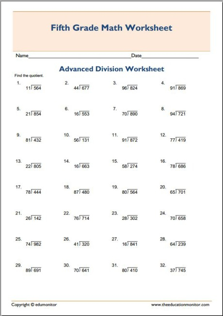 Printable Fifth Grade Decimal Worksheets Edumonitor Math Worksheets