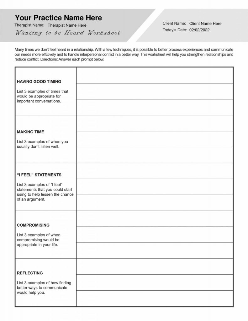 Printable Interpersonal Effectiveness Worksheets Printable Worksheets