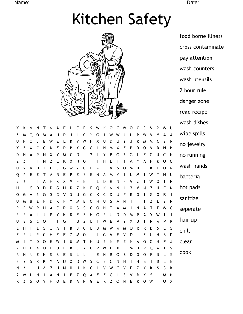 Printable Kitchen Safety Worksheets