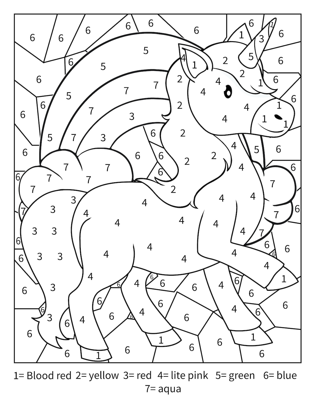 Printable Learning Activity For Free Maths Colouring By Number Unicorn