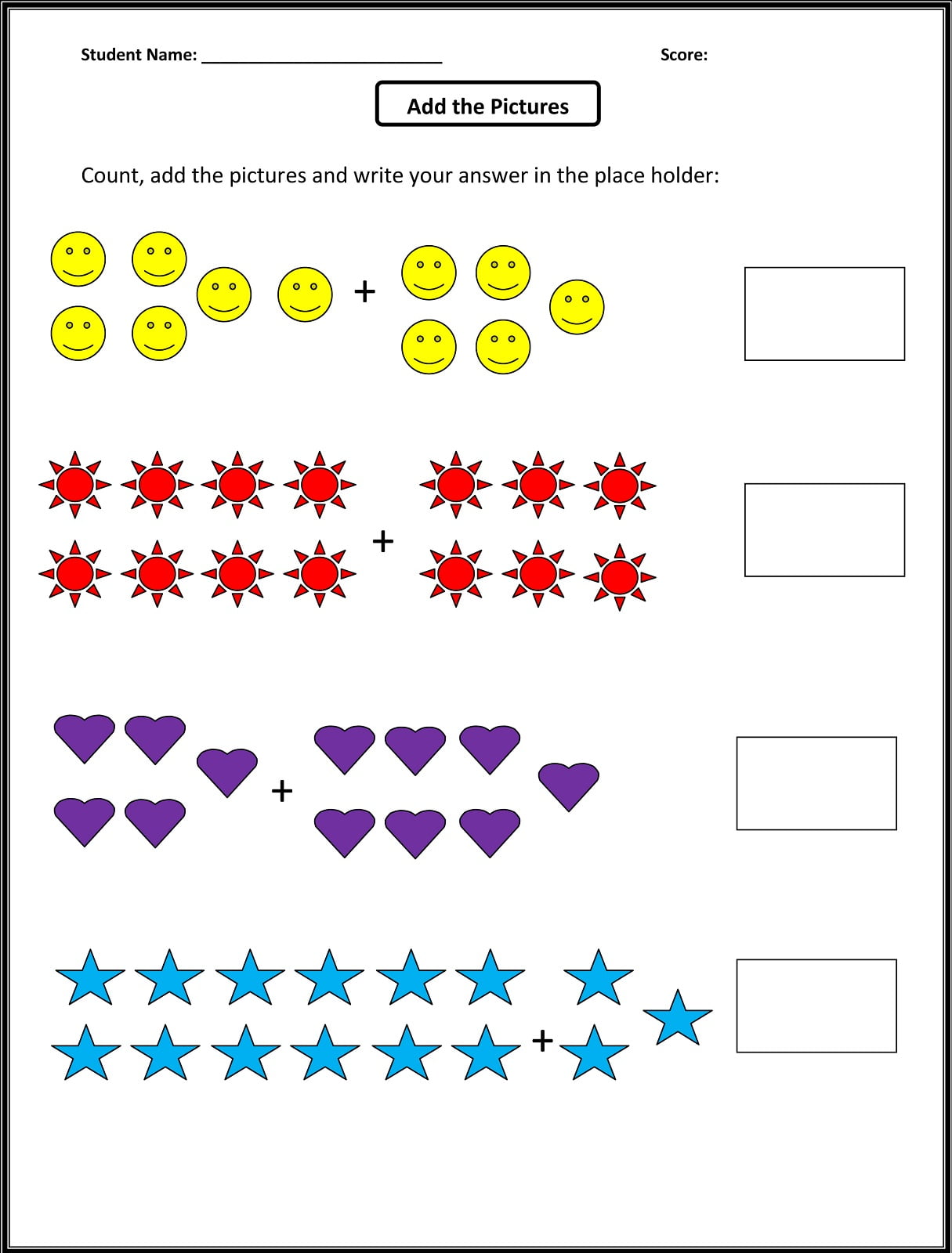 Printable Math Sheets For 1St Grade