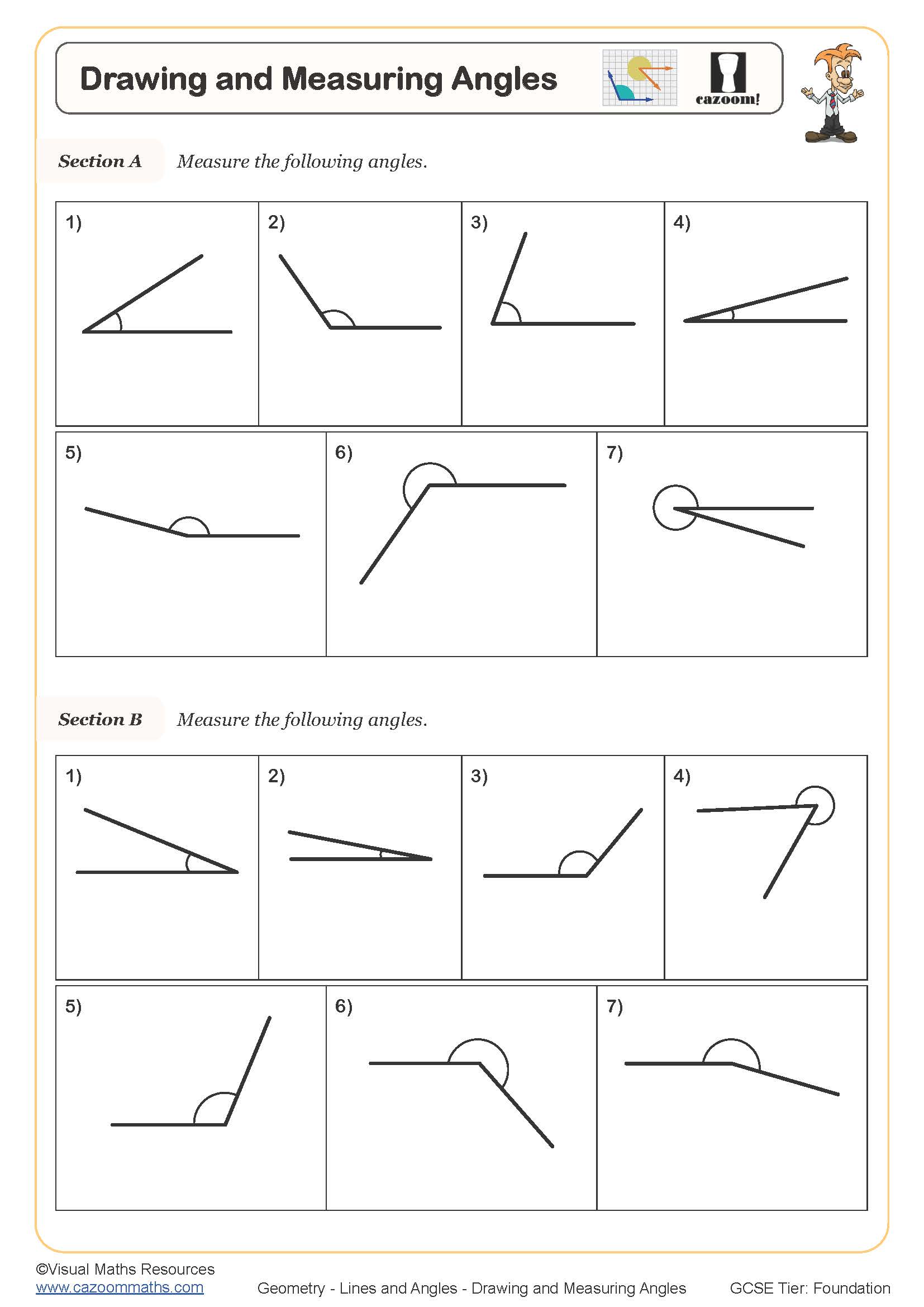 Printable Measuring Angles Worksheet Angleworksheets Com