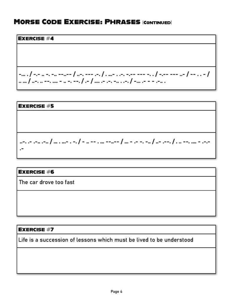 Printable Morse Code Practice Worksheet Download The Daily Dabble