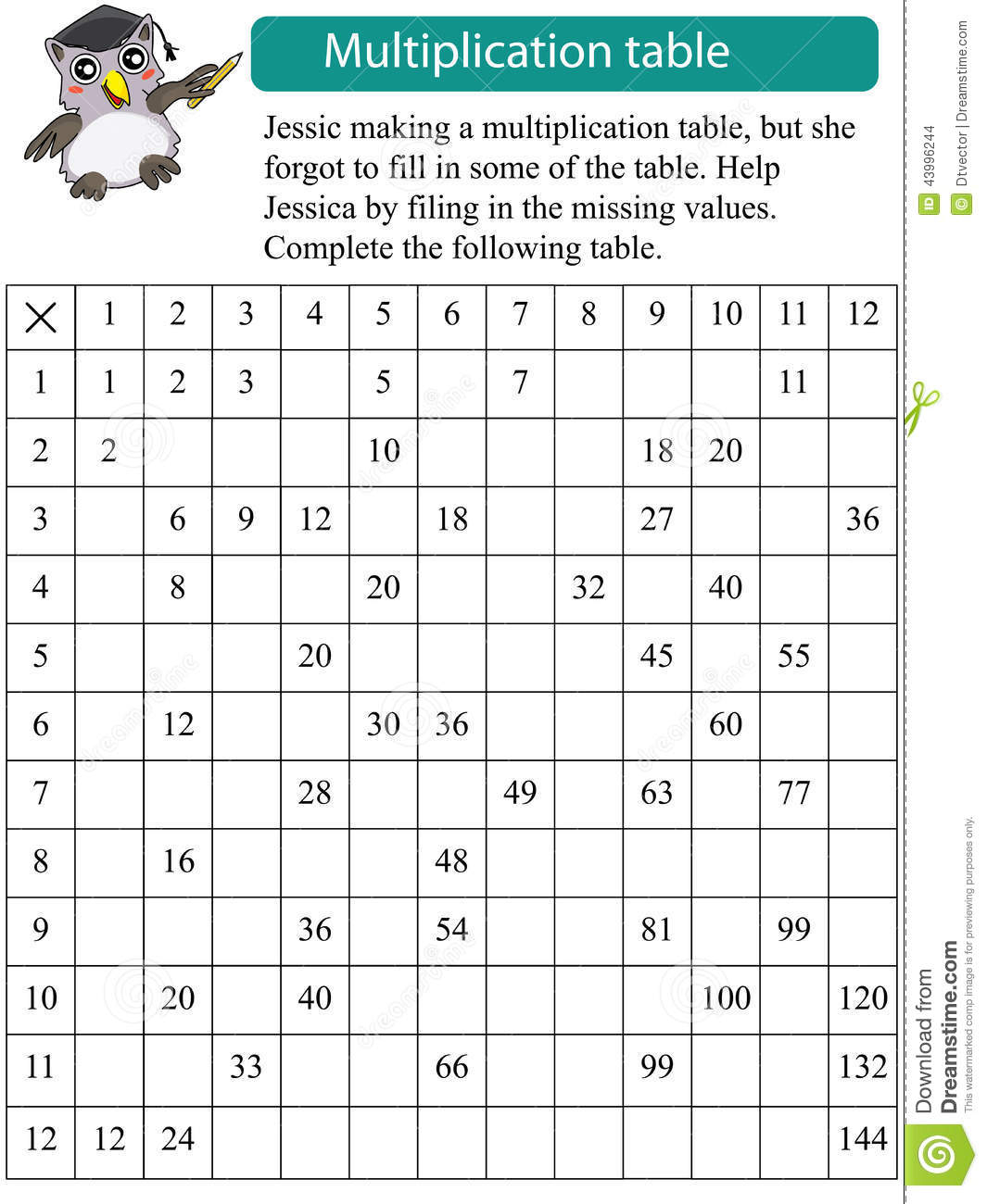 Free Printable Multiplication Table Worksheet for Easy Learning