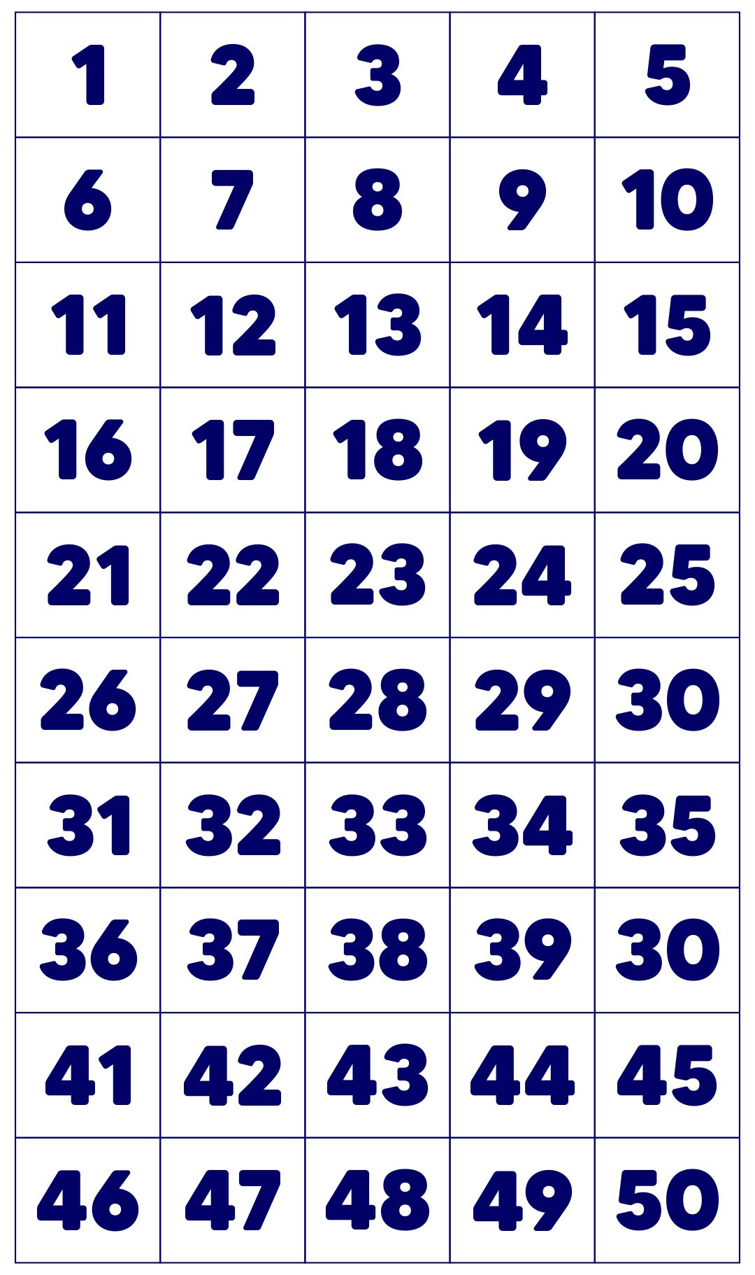 Printable Number 1 50 Worksheet In 2023 Printable Numbers