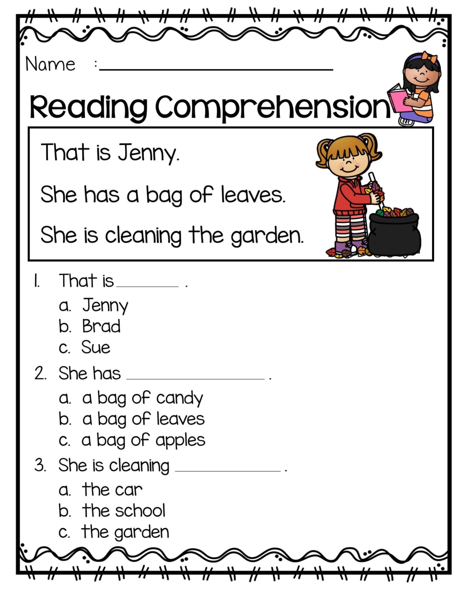 5 Free Printable Reading Worksheets for 1st Graders