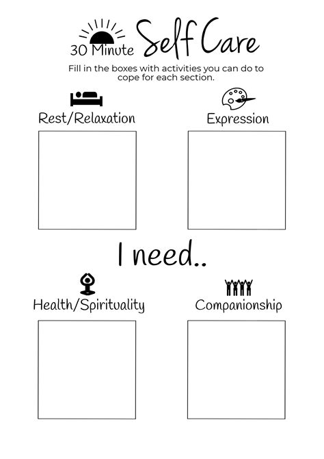 Printable Self Care Plan Worksheet Pdf Free Jay Sheets