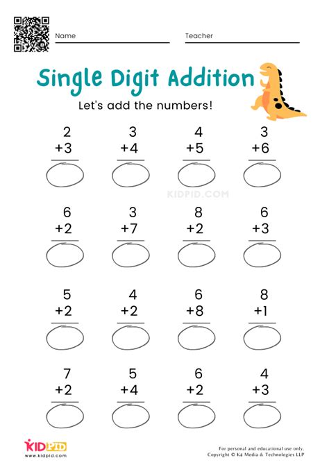 Printable Single Digit Addition Worksheets