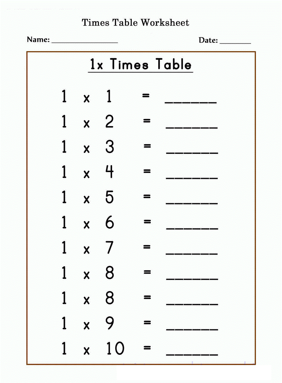 Printable Times Table Worksheets Printable Worksheets