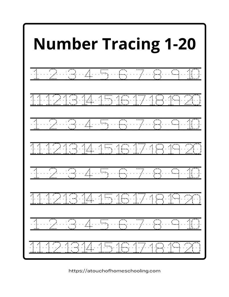 Printable Tracing Numbers Worksheets 1 To 20