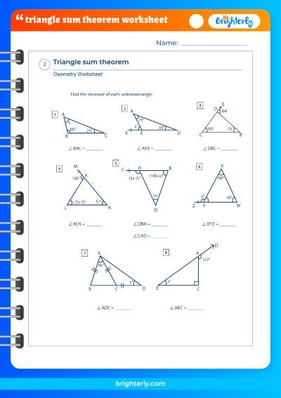 Printable Triangle Sum Theorem Worksheets Pdfs Brighterly