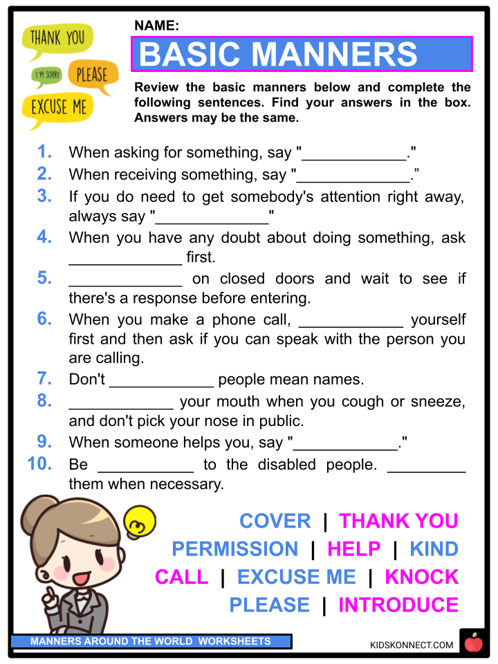 Printable Worksheets Good Manners Worksheets Thekidsworksheet