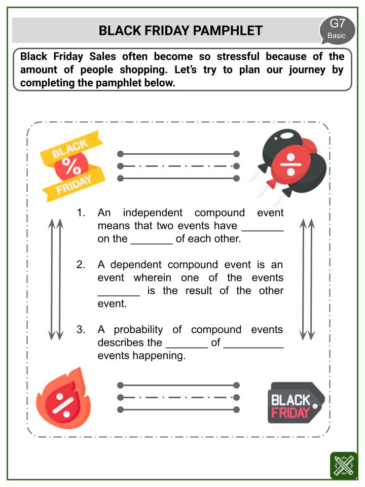 Probability Of Compound Events Black Friday Math Worksheets