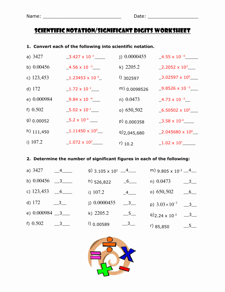 Problem Set 1 Significant Figures Answer Sheet Doc Practice Worksheet