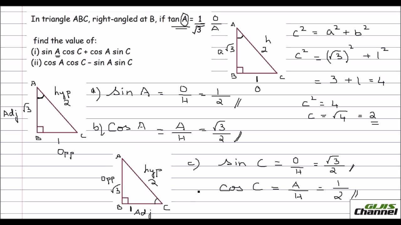 Problem Solving Using Trigonometric Ratios Part 1 Youtube