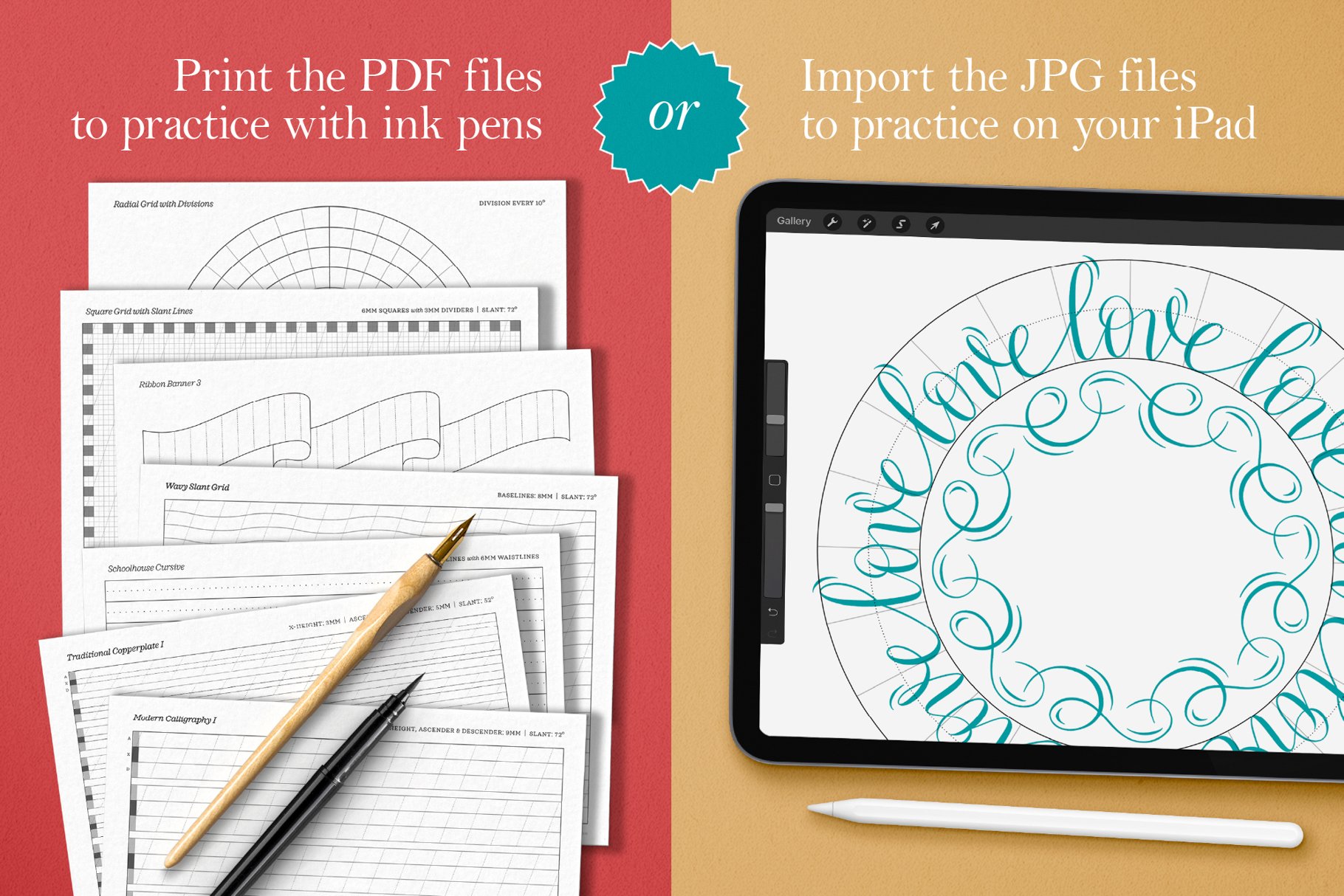 Procreate Learn Calligraphy Kit Calligraphy Practice Sheets Digital