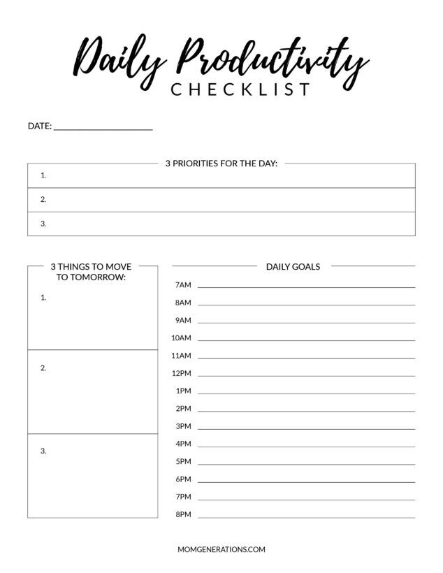 Productivity Worksheet Productivity Protocol Pinterest