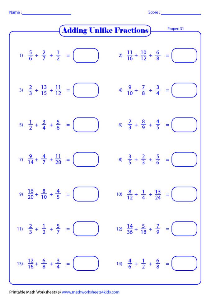 Products Of Unlike Fractions