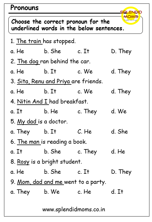 Pronoun Worksheets Worksheets For Kids Printable Worksheets More