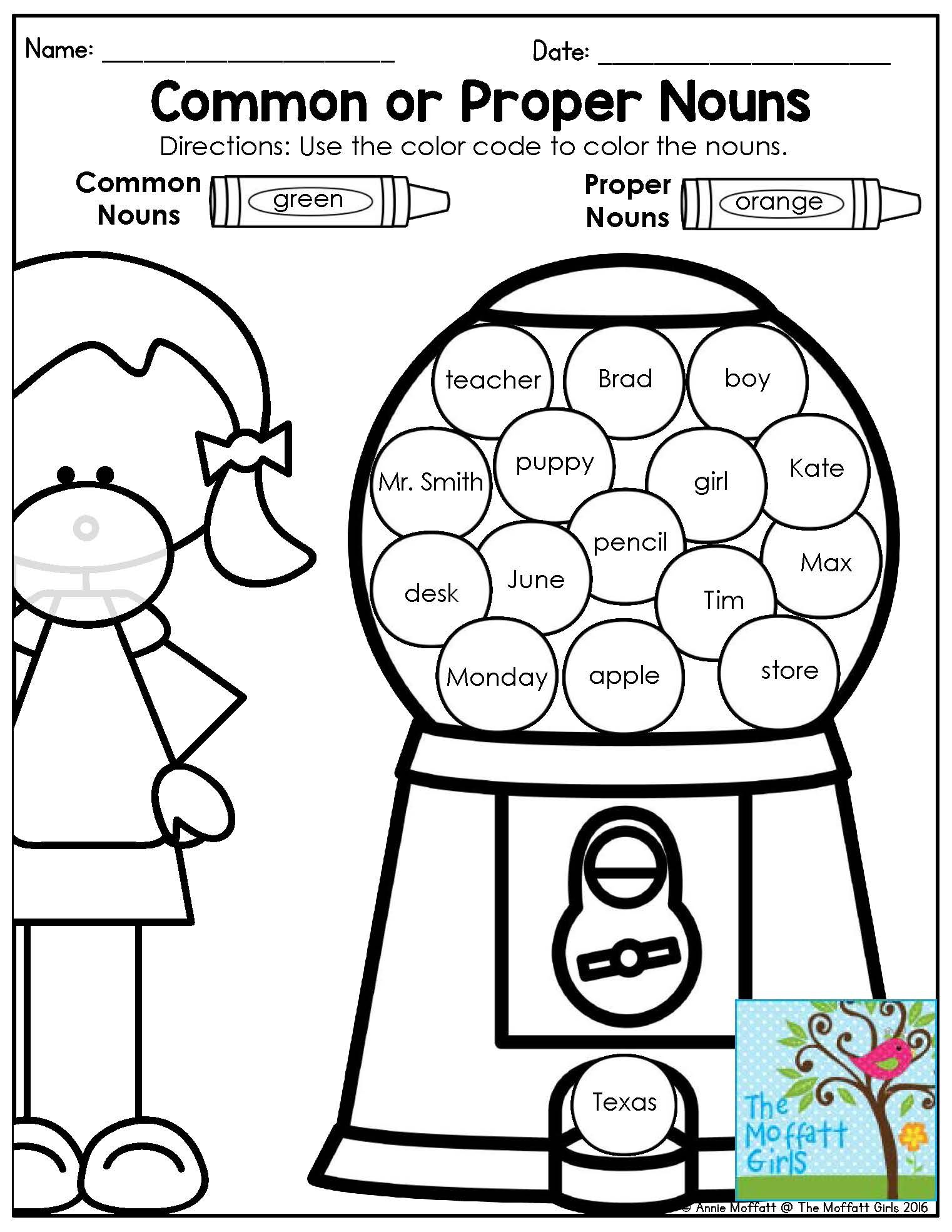 Proper Noun Activities For 1St Grade Proper Nouns Activity First