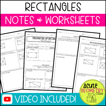 Properties Of Rectangles Notes And Worksheet By Acute Geometry Class