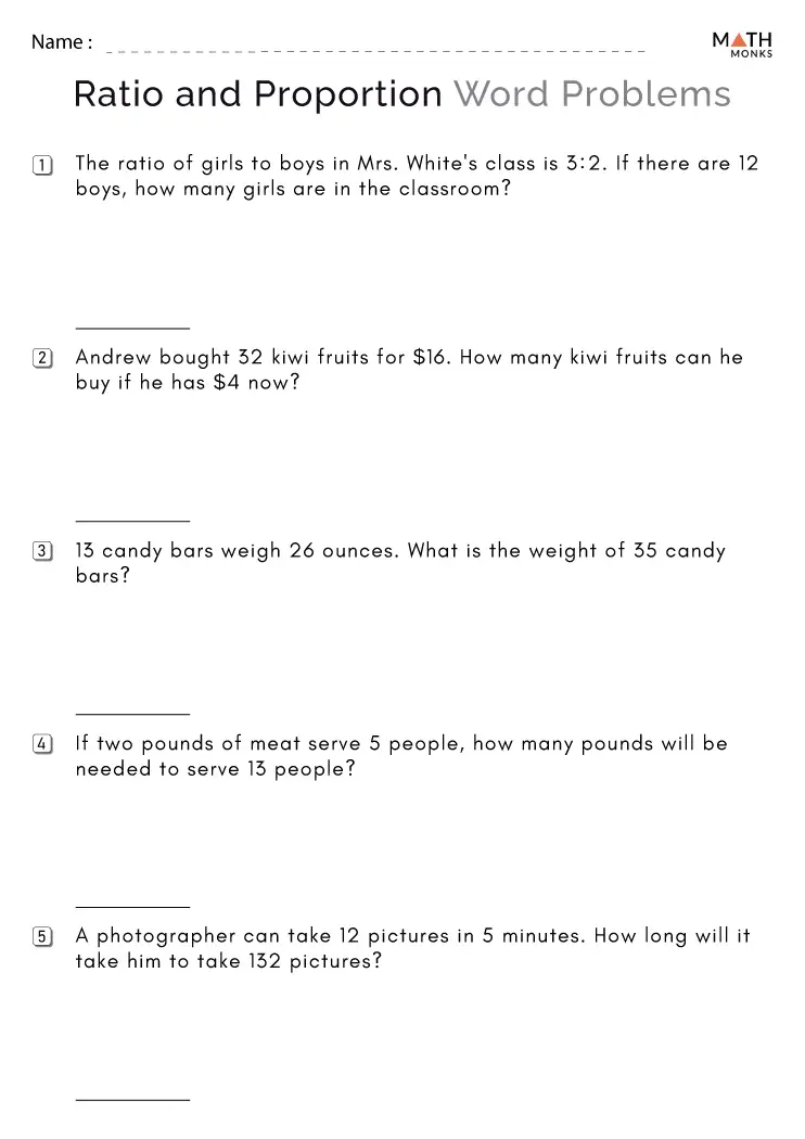 Proportion Word Problems Worksheet By The Math Stone Tpt