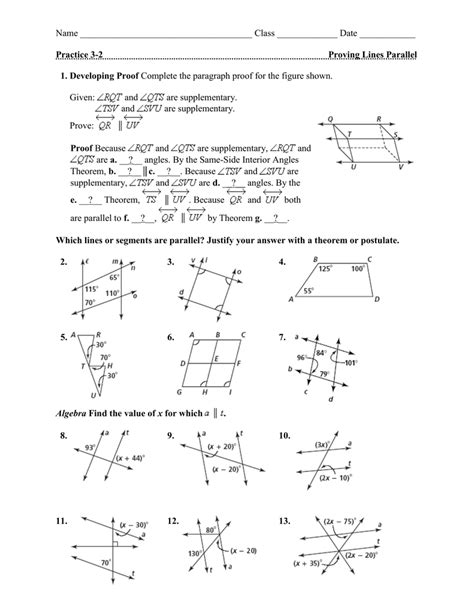 Prove Lines Parallel Worksheet: Geometry Made Easy