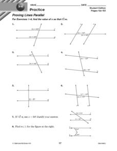 Proving Lines Parallel With Algebra Worksheet