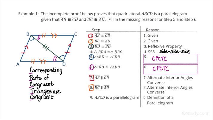 Proving The Parallelogram Side Theorem Please Help Asap Brainly Com