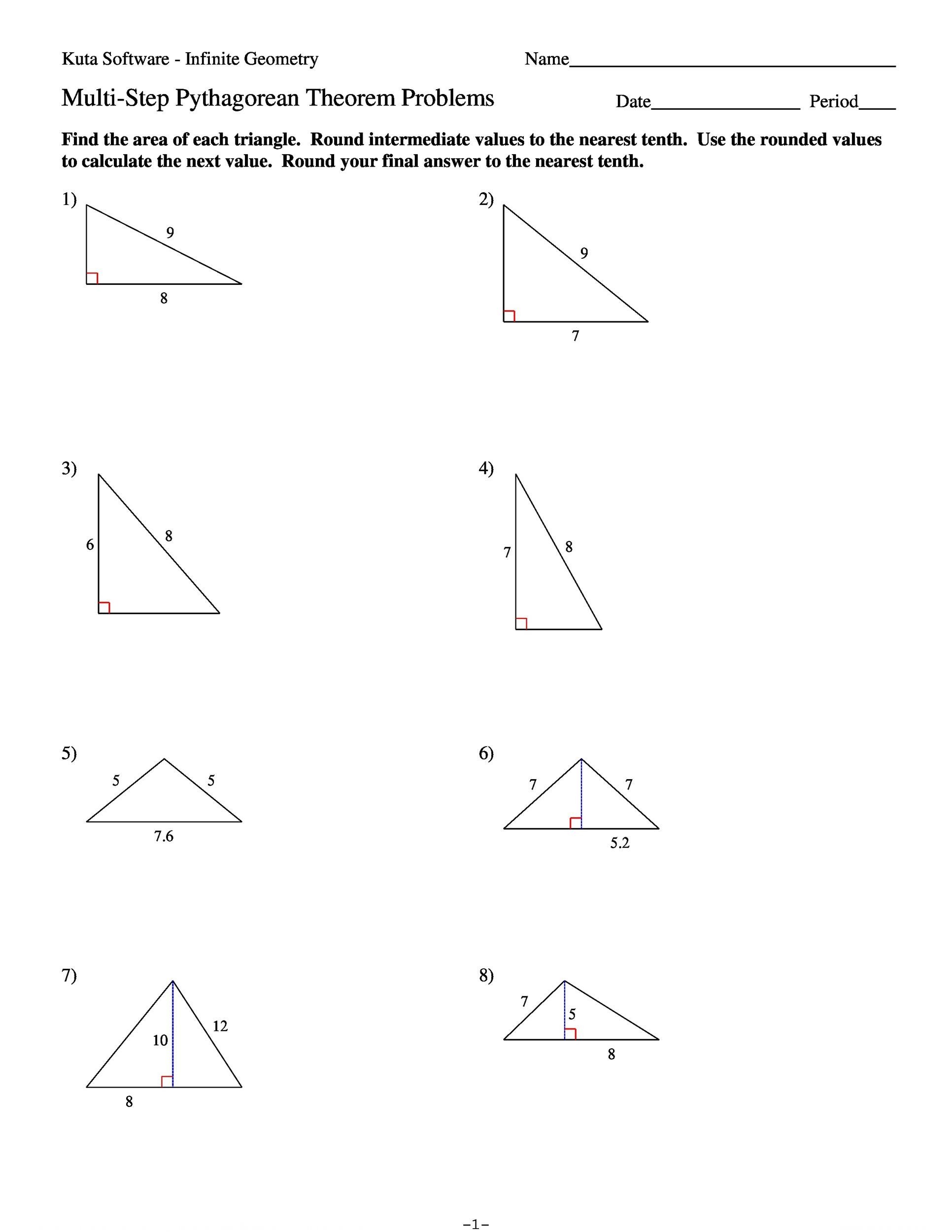 Pythagorean Theorem Practice Worksheets