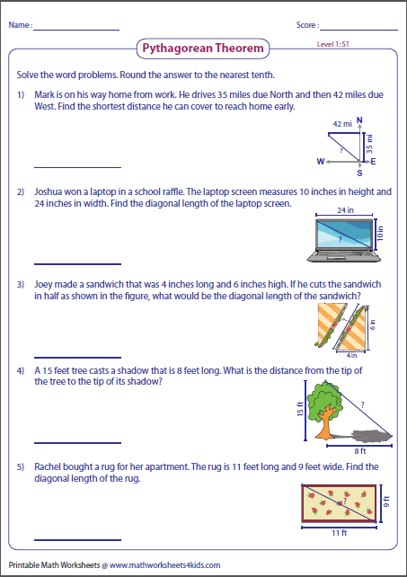 Pythagorean Theorem Word Problems Worksheet Fill And Sign Printable