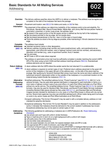 Qsg 602 Basic Standards For All Mailing Services Addressing