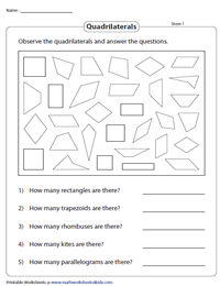 Quadrilateral Sorting Worksheets Teaching Resources