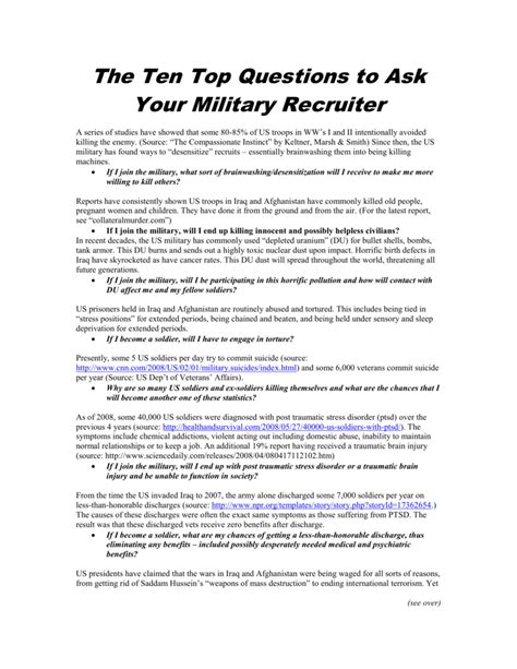 10 Questions to Ask an Army Recruiter