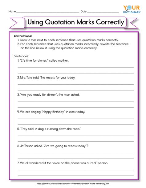 Quotation Mark Worksheets for Kids and Adults