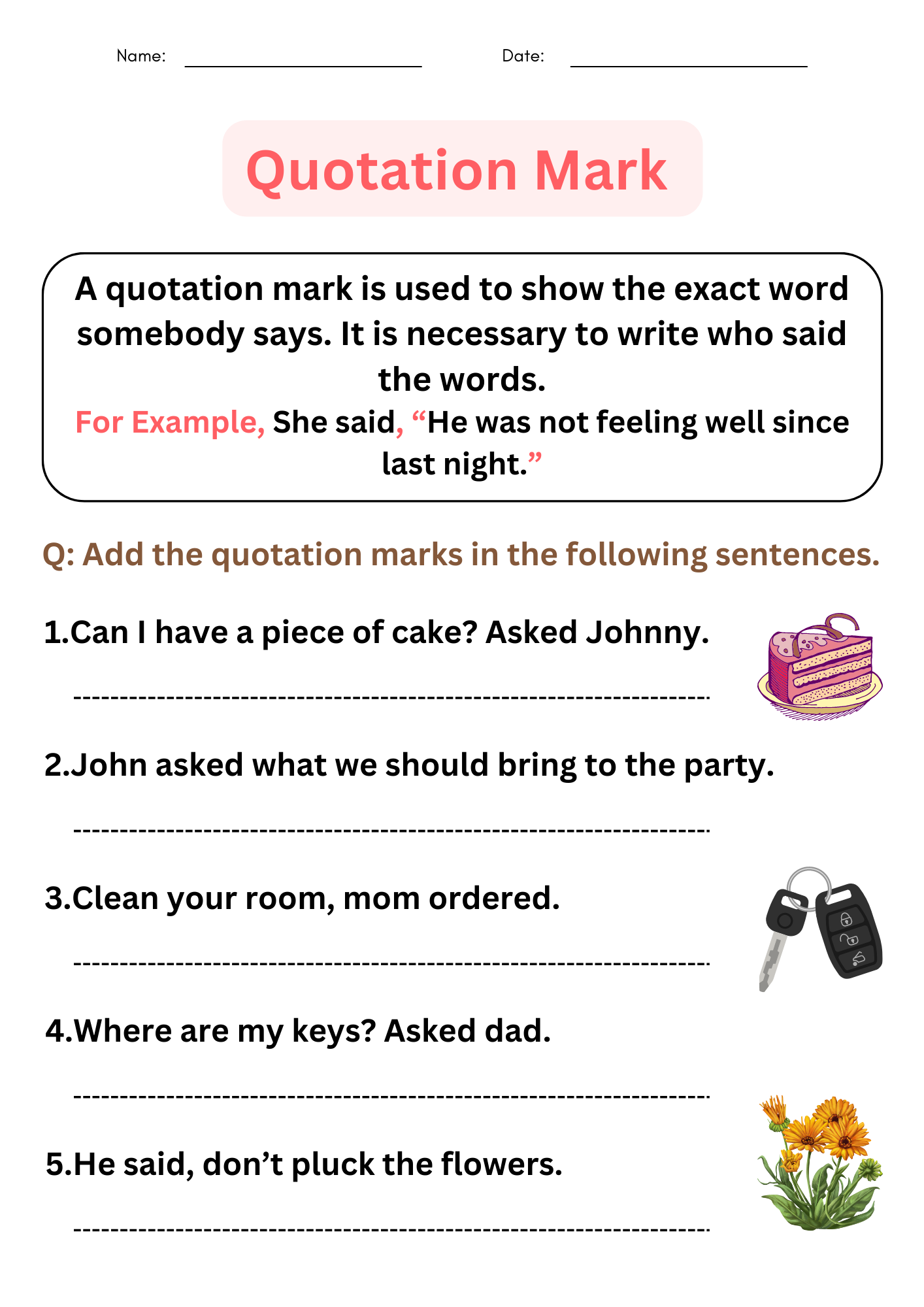 Quotation Marks Worksheets Second Grade Worksheets Master