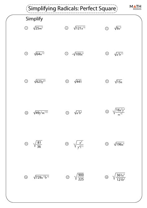 Radical Expression Worksheet Pdf