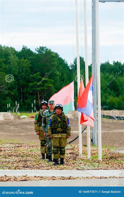 Raising The Flag Ceremony On Army Games Editorial Photography Image