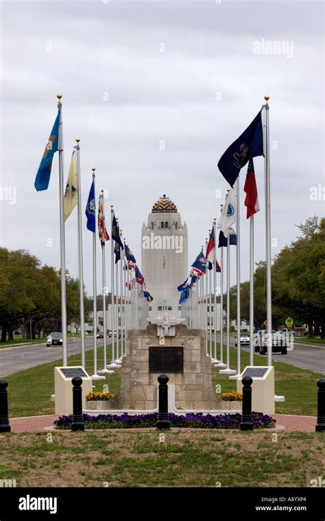 Randolph Afb Flags At Entrance Stock Photo Alamy