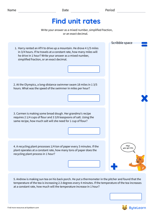 Rate Of Change Level 2 Word Problems Worksheets Pdf 7 Ns A 3 7Th Grade Math