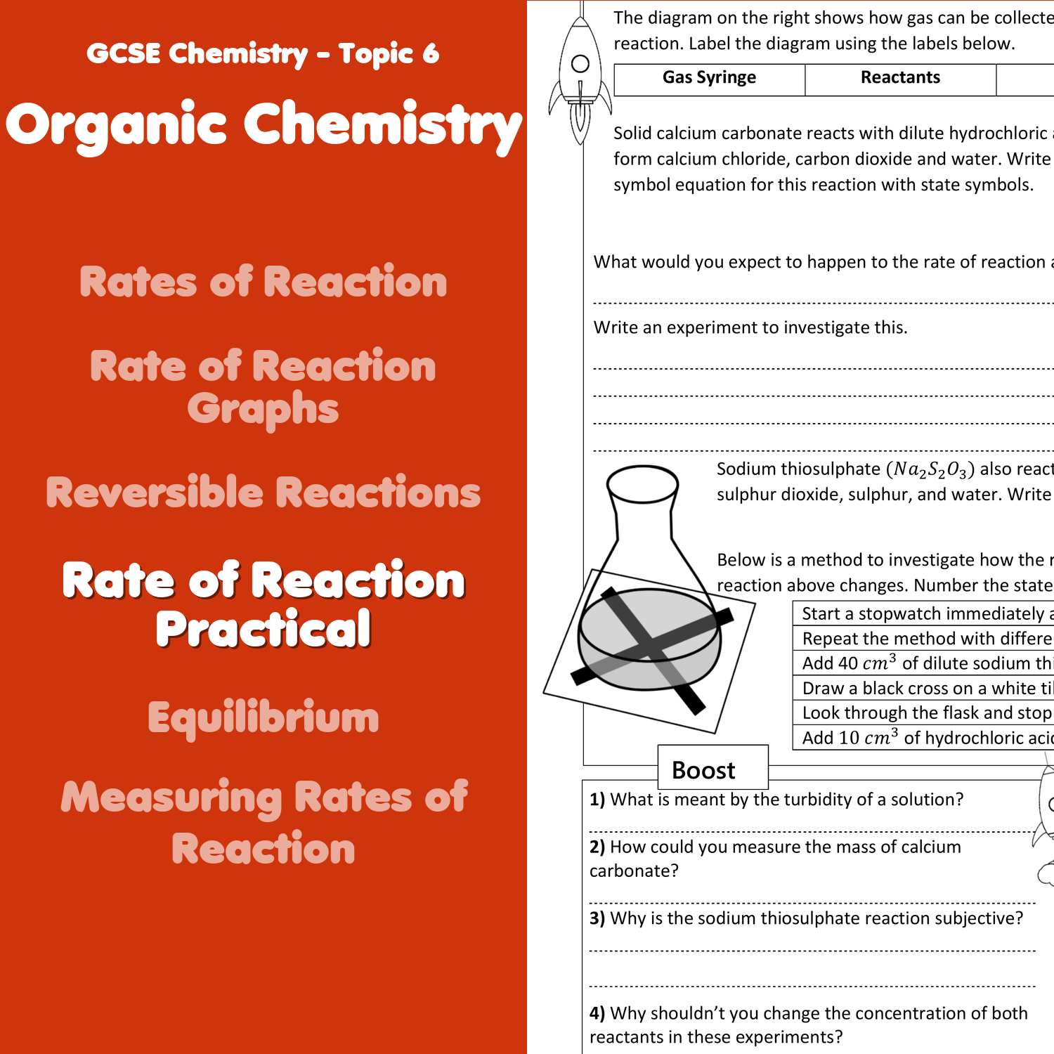 Rate Of Reaction Practical Home Learning Worksheet Gcse Teaching