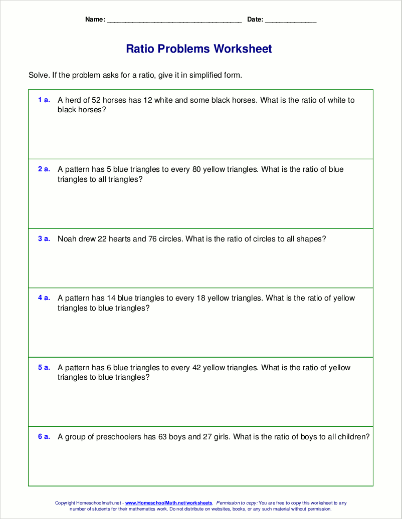 Ratio And Rates Worksheets Grade 6